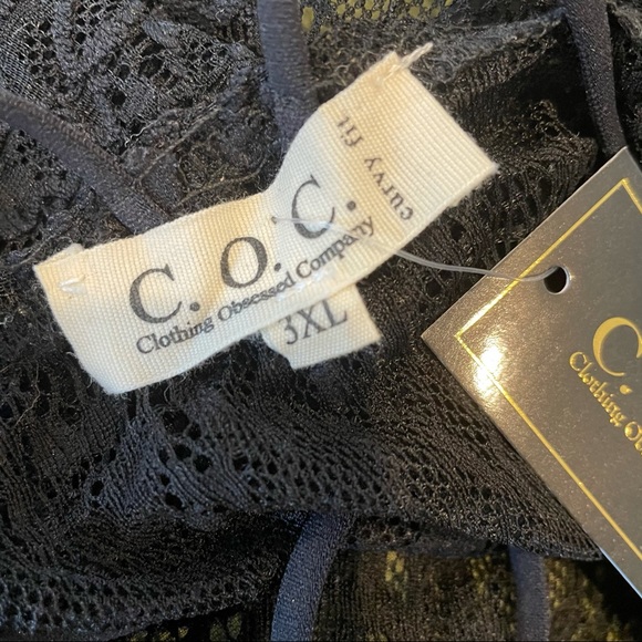 COC Black Lace Tank Stretch Lingerie Sexy Top 2 3X - Picture 10 of 10